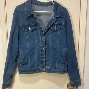 JEANS DENIM JACKET SHORT WAISTED SIDE SLASH POCKETS LARGE/MEDIUM